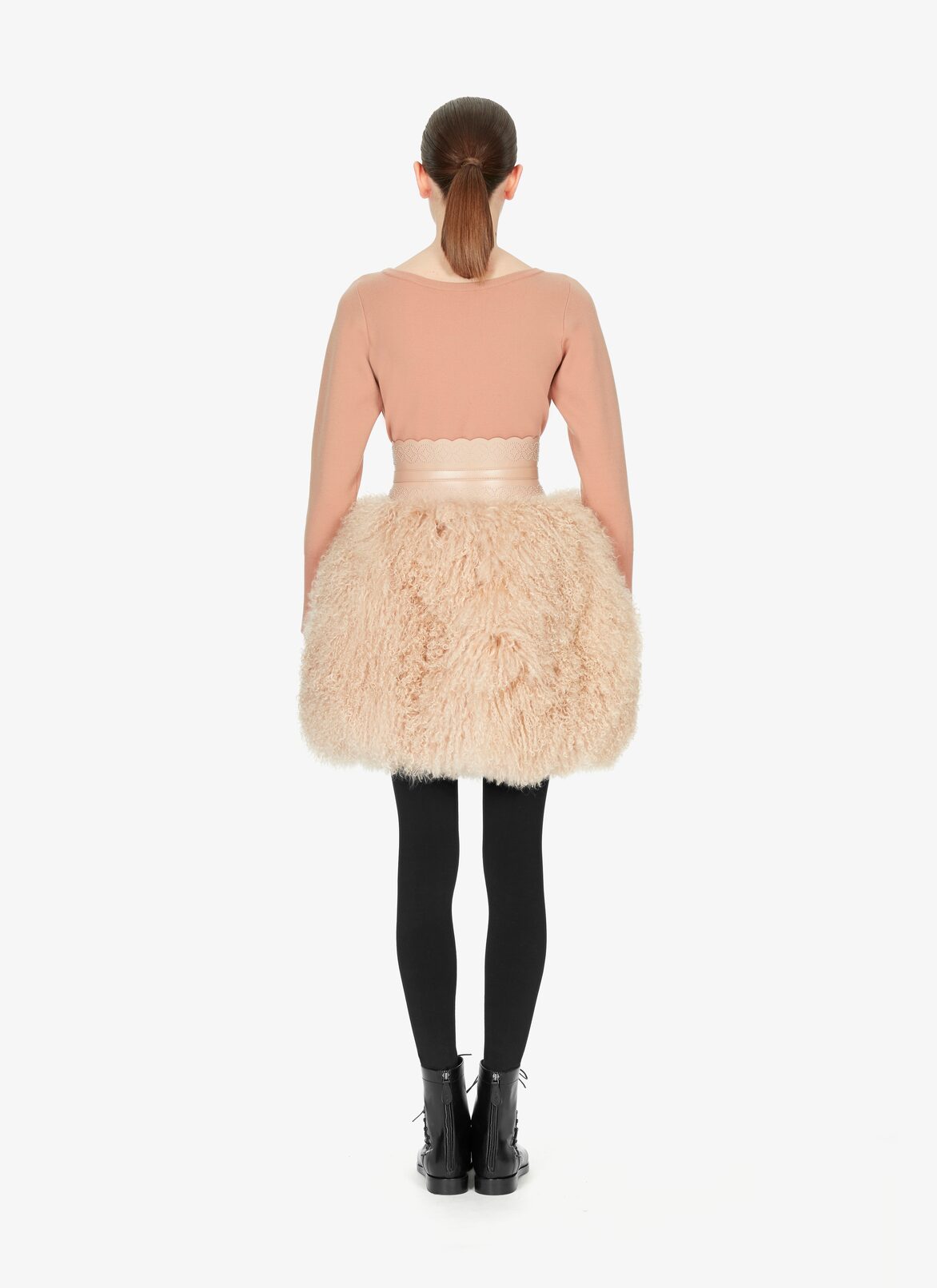 Mongolia Lambskin Mini Skirt ALAÏA BEIGE MONGOLIA LAMBSKIN MINI SKIRT